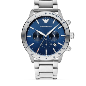 EMPORIO ARMANI AR11306 CHRONOGRAPH BLUE DIAL STAINLESS STEEL QUARTZ MEN'S WATCH 43MM - Image 1