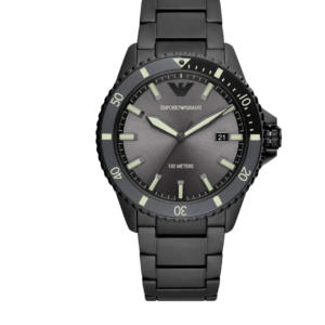 EMPORIO ARMANI AR11398 GREY DIAL BLACK STAINLESS STEEL QUARTZ GENTS WATCH 42MM - Image 1