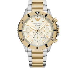 EMPORIO ARMANI AR11606 TWO-TONE STAINLESS STEEL CREAM DIAL QUARTZ GENTS WATCH 43MM - Image 1