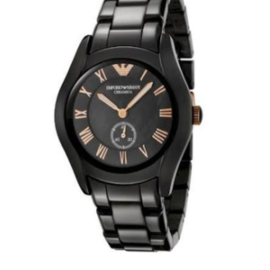 EMPORIO ARMANI AR1412 CERAMIC BLACK STAINLESS STEEL BLACK DIAL QUARTZ WOMEN'S WATCH - Image 1