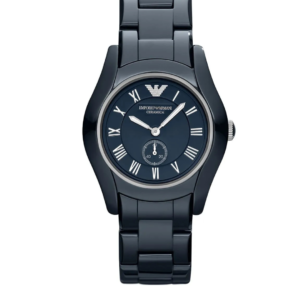 EMPORIO ARMANI AR1471 VALENTE MEDIUM BLUE DIAL CERAMIC QUARTZ MEN'S WATCH - Image 1