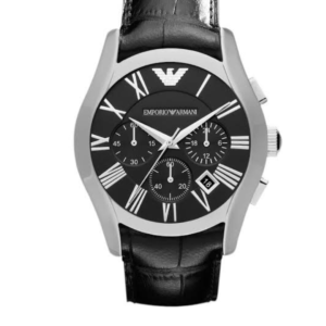 EMPORIO ARMANI AR1633 CLASSIC BLACK DIAL BLACK LEATHER STRAP CHRONOGRAPH QUARTZ MEN'S WATCH - Image 1