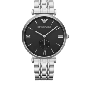 EMPORIO ARMANI AR1676 STAINLESS STEEL BLACK DIAL QUARTZ MEN'S WATCH - Image 1