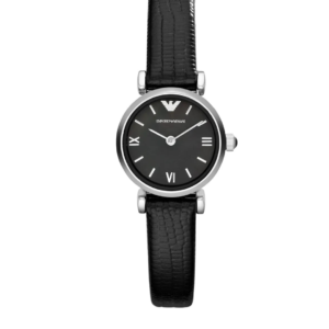 EMPORIO ARMANI AR1684 GIANNI T-BAR MINI BLACK DIAL LEATHER STRAP QUARTZ WOMEN'S WATCH - Image 1