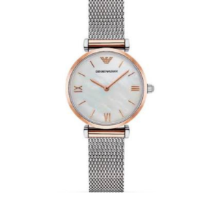 EMPORIO ARMANI AR2067 GIANNI T-BAR SILVER WHITE DIAL QUARTZ WOMEN'S WATCH - Image 1