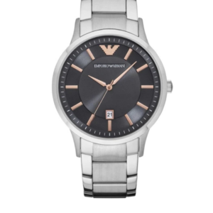 EMPORIO ARMANI AR2514 RENATO SILVER STAINLESS STEEL GREY DIAL QUARTZ MEN'S WATCH - Image 1