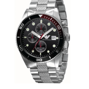 EMPORIO ARMANI AR5855 MEN'S CHRONOGRAPH QUARTZ STAINLESS STEEL BLACK DIAL WATCH 42MM - Image 1