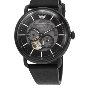 EMPORIO ARMANI AR60028 AVIATOR AUTOMATIC BLACK SKELETON DIAL MEN'S WATCH - Image 1