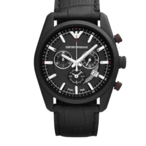 EMPORIO ARMANI AR6035 BLACK DIAL BLACK STAINLESS STEEL CHRONOGRAPH QUARTZ MEN'S WATCH - Image 1