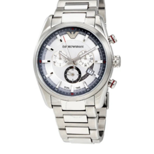 EMPORIO ARMANI AR6036 SPORTIVO SILVER DIAL STAINLESS STEEL CHRONOGRAPH QUARTZ MEN'S WATCH - Image 1