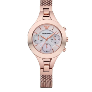 EMPORIO ARMANI AR7391 ROSE GOLD MOTHER OF PEARL CHRONOGRAPH WOMEN'S WATCH - Image 1