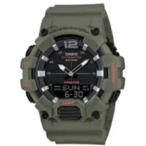 CASIO HDC-700-3AV GENTS Watch – ANA-DIGI DIAL with 10-YEAR BATTERY, BLACK RESIN CASE & ARMY GREEN RUBBER STRAP Design - Image 1