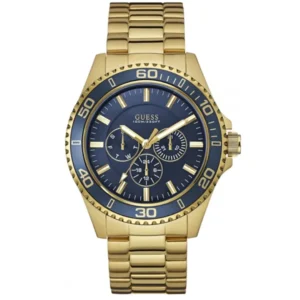 GUESS W0172G5 GENTS Watch – BLUE MULTIDIAL with BLUE CASE, ALL GOLDEN FINISH & GOLD STEEL CHAIN Design - Image 1