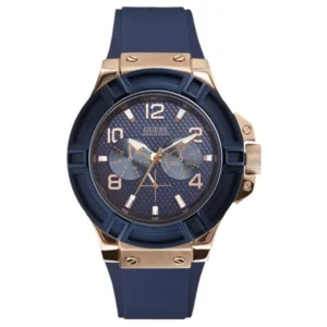 GUESS W0247G3 GENTS Watch – BROWN MULTIDIAL with ROSE GOLD BEZEL, DARK BROWN CASE & BROWN LEATHER STRAP Design - Image 1