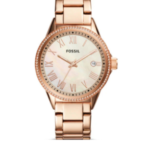 FOSSIL BQ1108 GOLD STAINLESS STEEL MOTHER OF PEARL DIAL QUARTZ LADIES WATCH – 38MM - Image 1