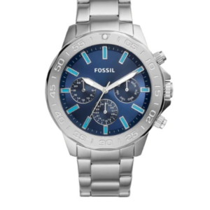 FOSSIL BQ2503 BANNON MULTIFUNCTION MEN'S WATCH SILVER STAINLESS STEEL & BLUE DIAL - Image 1