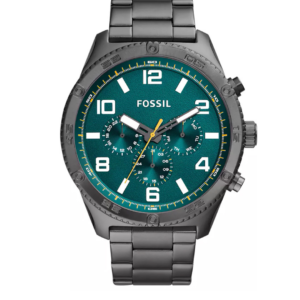 FOSSIL BQ2779 MEN'S CHRONOGRAPH WATCH GUNMETAL STAINLESS STEEL & TEAL DIAL - Image 1