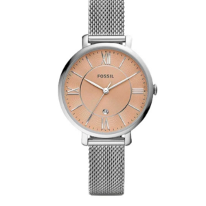FOSSIL ES5089 JACQUELINE LADIES' WATCH SILVER MESH BRACELET & PINK DIAL - Image 1