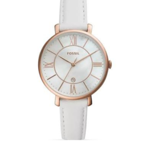 FOSSIL JACQUELINE MOTHER OF PEARL DIAL WHITE LEATHER STRAP QUARTZ WATCH FOR WOMEN - ES4579 - 36MM - Image 1