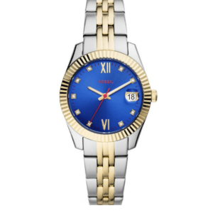 FOSSIL ES4899 WOMEN'S WATCH TWO-TONE STAINLESS STEEL & BLUE DIAL - Image 1