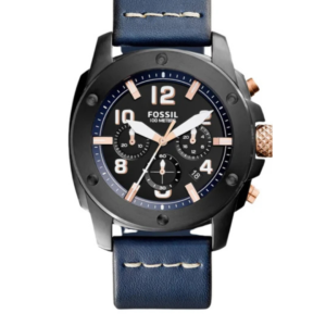 FOSSIL FS5066 MACHINE NAVY BLUE LEATHER STRAP BLACK DIAL CHRONOGRAPH QUARTZ MEN'S WATCH - Image 1