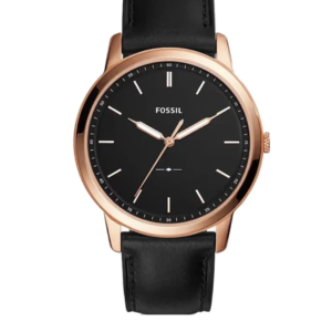 FOSSIL FS5376 MEN'S WATCH ROSE GOLD STAINLESS STEEL & BLACK LEATHER - Image 1