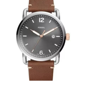 FOSSIL FS5417 THE COMMUTER MEN'S WATCH BROWN LEATHER STRAP & GREY DIAL - Image 1