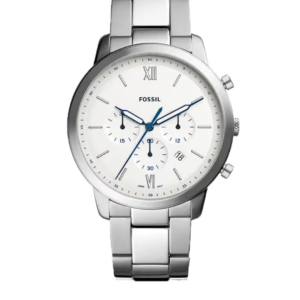 FOSSIL NEUTRA WHITE DIAL SILVER STAINLESS STEEL CHRONOGRAPH QUARTZ WATCH FOR MEN - FS5433 - 42MM - Image 1