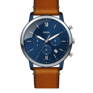 FOSSIL FS5791 NEUTRA MEN'S WATCH BROWN LEATHER STRAP & BLUE CHRONOGRAPH DIAL - Image 1