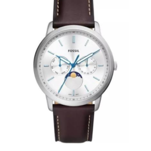 FOSSIL FS5905 NEUTRA MULTI MOONPHASE MEN'S WATCH SILVER DIAL & BROWN LEATHER STRAP - Image 1