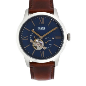 FOSSIL ME3110 TOWNSMAN MEN'S AUTOMATIC WATCH BROWN LEATHER STRAP & BLUE DIAL - Image 1