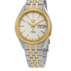 SEIKO 5 SNKL24K1 WHITE DIAL AUTOMATIC TWO-TONE STAINLESS STEEL MEN'S WATCH - Image 1