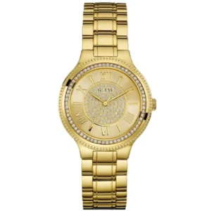 GUESS W0637L2 LADIES Watch – GOLD SUNRAY DIAL with CRYSTAL BEZEL, ALL GOLD CASE & GOLD STEEL CHAIN Design - Image 1