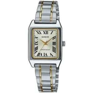 CASIO LTP-V007SG-9BUD LADIES Watch – SQUARE GOLDEN DIAL with ROMAN NUMERALS & TWO-TONE STAINLESS STEEL CHAIN Design - Image 1