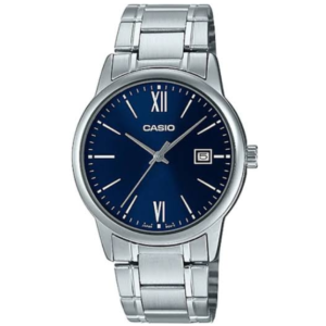Casio MTP-V002D-2B3UD GENTS Watch – BLUE DIAL with Premium ALL SILVER CHAIN Design - Image 1