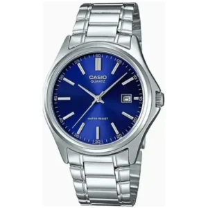 CASIO LTP-1183A-2ADF LADIES Watch – SUNRAY BLUE DIAL with DATE DISPLAY, SILVER CASE & STAINLESS STEEL CHAIN Design - Image 1