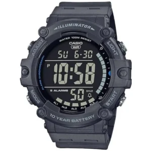 CASIO AE-1500WH-8BVD ILLUMINATOR GENTS Watch – OVERSIZED DIGITAL NEGATIVE SCREEN, MATTE BEIGE CASE & BLACK RUBBER STRAP Design - Image 1