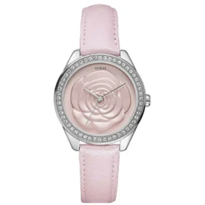 GUESS W75043L2 LADIES Watch – PINK FLOWER DIAL with Premium STONE BEZEL & PINK STRAP Design - Image 1