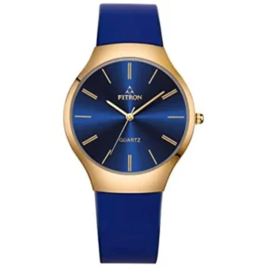 FITRON 9499M GENTS Watch – ALL BLUE STAINLESS STEEL CASE & BRACELET, BLUE DIAL WITH ROSE GOLD HANDS & FIGURES, DAY & DATE DISPLAY - Image 1