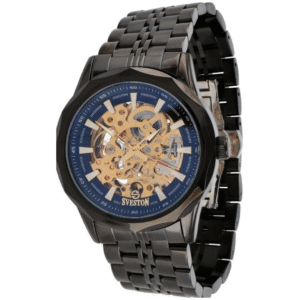 FITRON 117177M Gents Watch – All Silver, Blue Skeleton Dial, Automatic Movement - Image 1