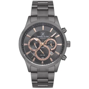 DANIEL KLEIN DK 1.12968.5 GENTS Watch – ALL BLACK STAINLESS STEEL CASE & CHAIN, BLACK DIAL CHRONOGRAPH WITH ROSE GOLD HANDS & FIGURES - Image 1