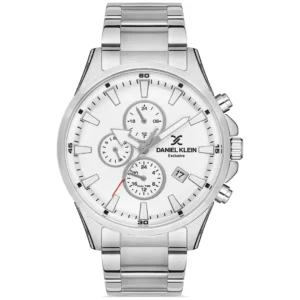 DANIEL KLEIN DK 1.12946.1 GENTS Watch – STAINLESS STEEL CASE & CHAIN, WHITE DIAL CHRONOGRAPH Design - Image 1