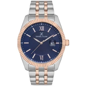 DANIEL KLEIN DK 1.12633-5 GENTS Watch – TWO-TONE CHAIN & GOLDEN CASE, LIGHT BLUE DIAL WITH RADIUM HANDS & FIGURES, DATE DISPLAY - Image 1