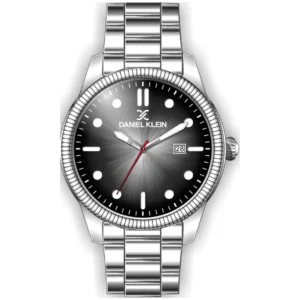 DANIEL KLEIN DK 1.12576-1 GENTS Watch – SILVER STAINLESS STEEL CASE & CHAIN, GREY SHADOW DIAL WITH RADIUM HANDS & FIGURES, DATE DISPLAY - Image 1