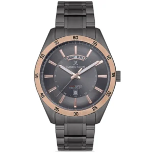 DANIEL KLEIN DK 1.12735-6 GENTS Watch – CHARCOAL GREY CHAIN & GOLDEN CASE, GREY DIAL WITH GOLDEN HANDS & FIGURES, DAY & DATE DISPLAY - Image 1