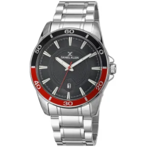 DANIEL KLEIN DK 1.12462.2 GENTS Watch – STAINLESS STEEL CASE, BLACK DIAL & BLACK-RED BEZEL QUARTZ Design - Image 1