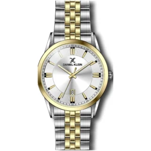 DANIEL KLEIN DK 1.12819-3 GENTS Watch – TWO-TONE CHAIN & GOLDEN CASE, WHITE DIAL WITH GOLDEN HANDS & FIGURES, DATE DISPLAY - Image 1