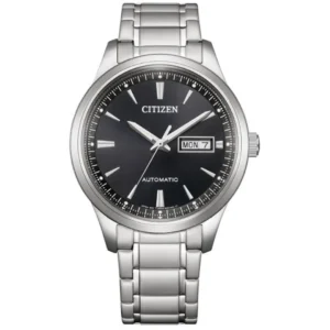 CITIZEN NY4060-51E GENTS Watch – AUTOMATIC SELF-WINDING MOVEMENT, CLASSIC BLACK DIAL, DAY-DATE DISPLAY & SOLID STAINLESS STEEL CHAIN Design - Image 1