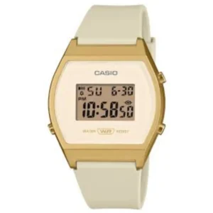 CASIO LW-204-9A ILLUMINATOR GENTS Watch – SQUARE DIGITAL SCREEN with GOLD ACCENTS, BEIGE CASE & RUBBER STRAP Design - Image 1