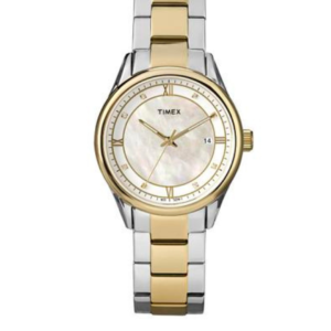 TIMEX WOMEN’S CLASSIC TWO-TONE STAINLESS STEEL WHITE DIAL QUARTZ WATCH T2P149 – 30MM - Image 1